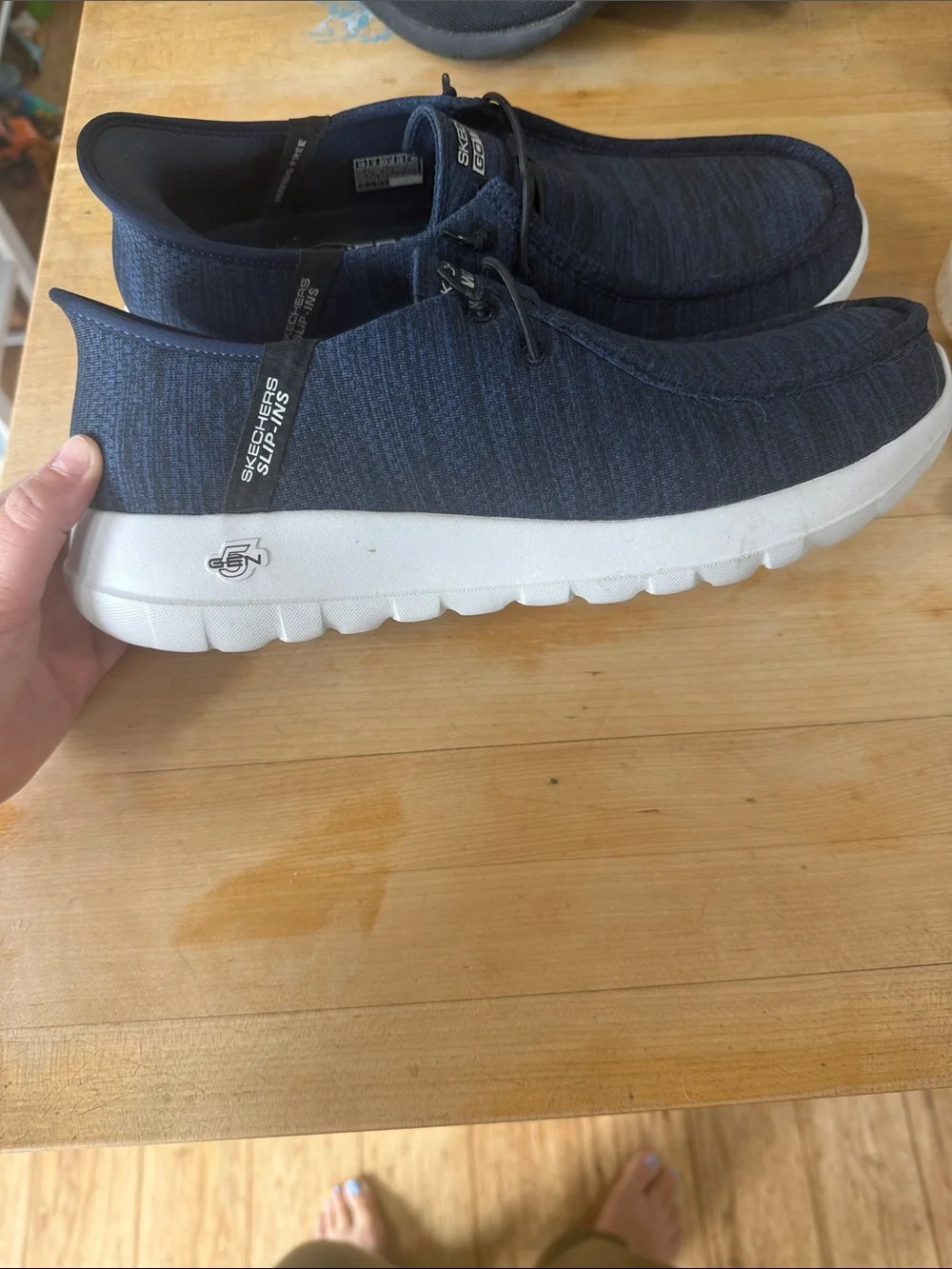 Skechers Navy Blue Slip-On Casual Loafers with White Sole